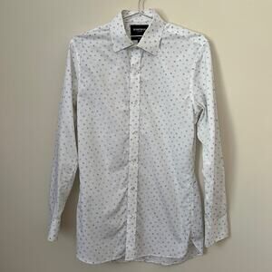 BONOBOS Wrinkle-Free Tailored Fit White Blue Floral Button Down Shirt 15 / 33